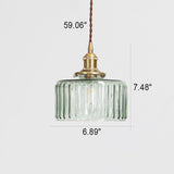 Japanese Brass Glass Round Pendant Light