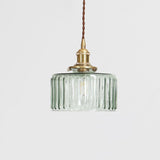 Japanese Brass Glass Round Pendant Light
