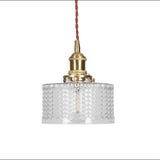 Japanese Brass Glass Round Pendant Light