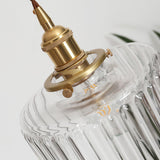 Japanese Brass Glass Round Pendant Light