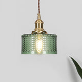 Japanese Brass Glass Round Pendant Light