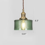 Japanese Brass Glass Round Pendant Light