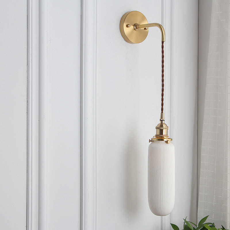Japanese Brass Wall Light with Pleated