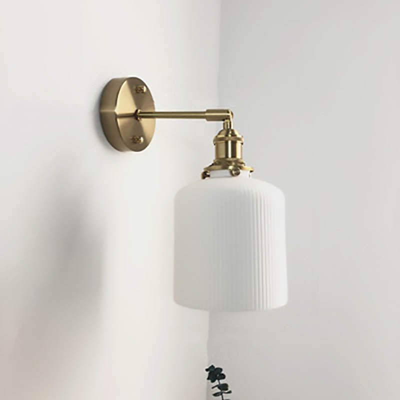 Japanese Brass Wall Light with Pleated