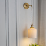 Japanese Brass Wall Light with Pleated