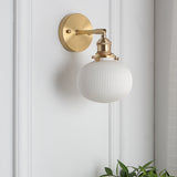 Japanese Brass Wall Light with Pleated