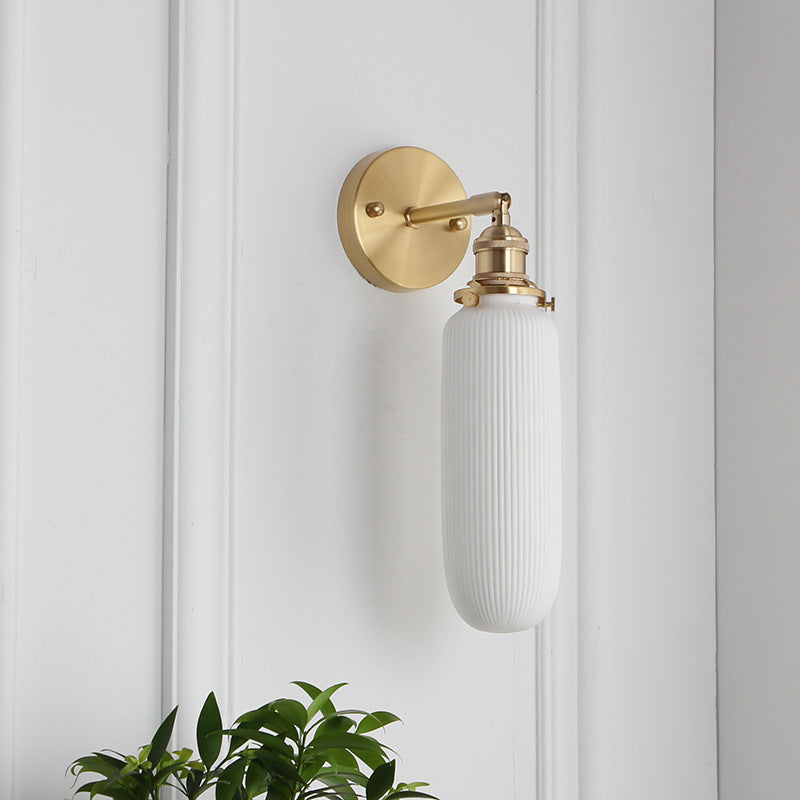 Japanese Brass Wall Light with Pleated