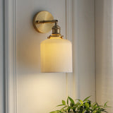 Japanese Brass Wall Light with Pleated