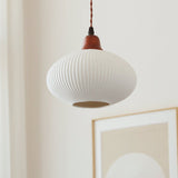 Japanese Ceramic Pleated Pendant with LED