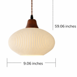 Japanese Ceramic Pleated Pendant with LED