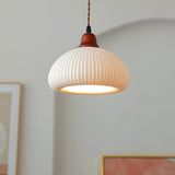 Japanese Ceramic Pleated Pendant with LED