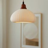 Japanese Ceramic Pleated Pendant with LED