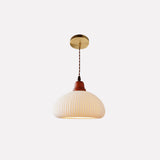 Japanese Ceramic Pleated Pendant with LED