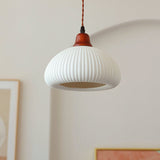 Japanese Ceramic Pleated Pendant with LED