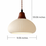 Japanese Ceramic Pleated Pendant with LED