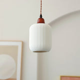 Japanese Ceramic Pleated Pendant with LED