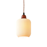 Japanese Ceramic Pleated Pendant with LED