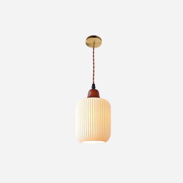 Japanese Ceramic Pleated Pendant with LED