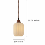 Japanese Ceramic Pleated Pendant with LED