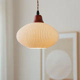 Japanese Ceramic Pleated Pendant with LED