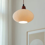 Japanese Ceramic Pleated Pendant with LED