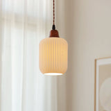 Japanese Ceramic Pleated Pendant with LED