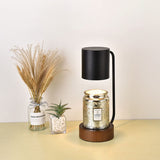 Japanese Wood Table Lamp with Wax Melter