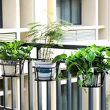 Metal Railing Flower Pot Holder Set with Rail