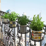 Metal Railing Flower Pot Holder Set with Rail