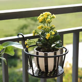 Metal Railing Flower Pot Holder Set with Rail