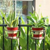 Metal Railing Flower Pot Holder Set with Rail