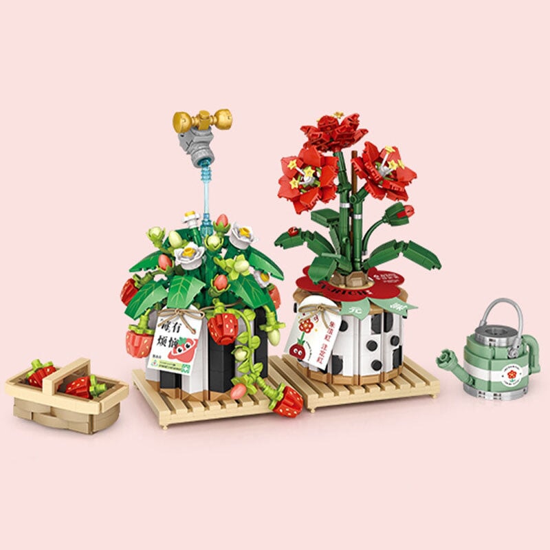 Micro Block Strawberry Pot Building Display