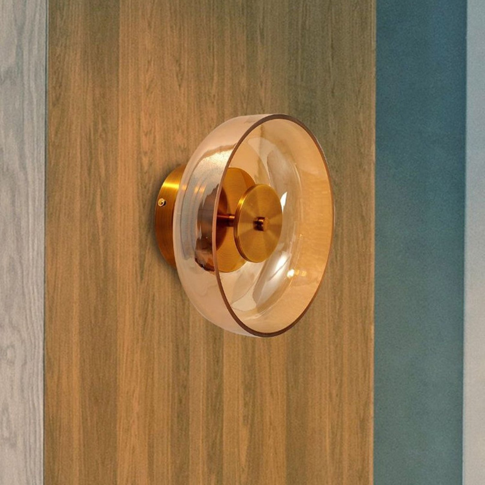 Minimalist Brass Glass Round Wall Sconce LED