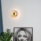 Minimalist Brass Glass Round Wall Sconce LED
