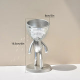 Mirror Disco Walking Man Planter Sculpture