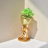 Mirror Disco Walking Man Planter Sculpture