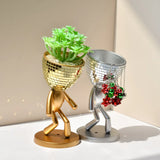Mirror Disco Walking Man Planter Sculpture