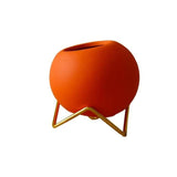 Modern Ceramic Flower Pot with Metal Stand
