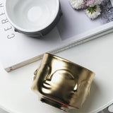 Modern Ceramic Flower Pot with Sculpted Face