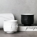 Modern Ceramic Flower Pot with Sculpted Face