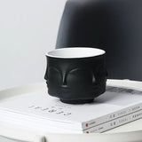 Modern Ceramic Flower Pot with Sculpted Face
