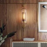 Modern Glass Cylinder Wall Light Iron