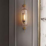 Modern Glass Cylinder Wall Light Iron
