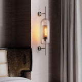 Modern Glass Cylinder Wall Light Iron