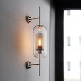 Modern Glass Cylinder Wall Light Iron
