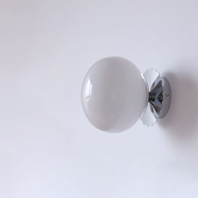 Modern Glass Globe Wall Light with Iron Base