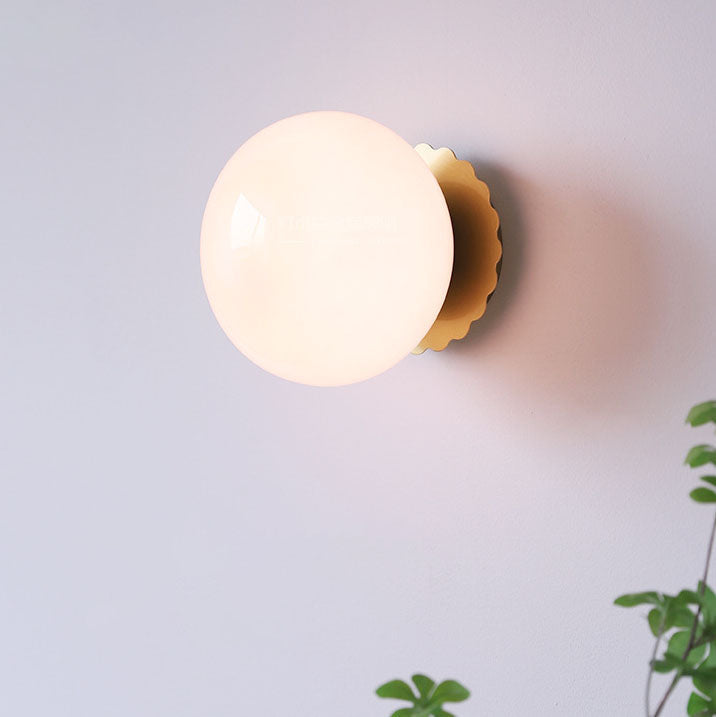 Modern Glass Globe Wall Light with Iron Base