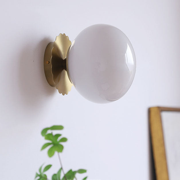 Modern Glass Globe Wall Light with Iron Base