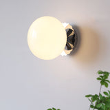 Modern Glass Globe Wall Light with Iron Base