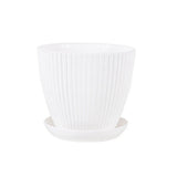 Modern Plastic Flower Pot with Ribbed Design